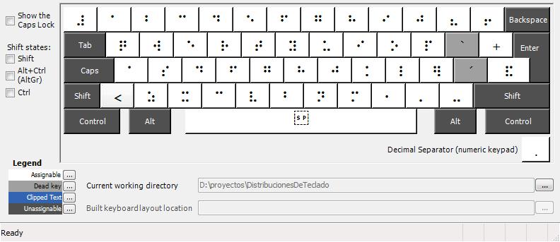 [Spanish Braille layout - base mode]