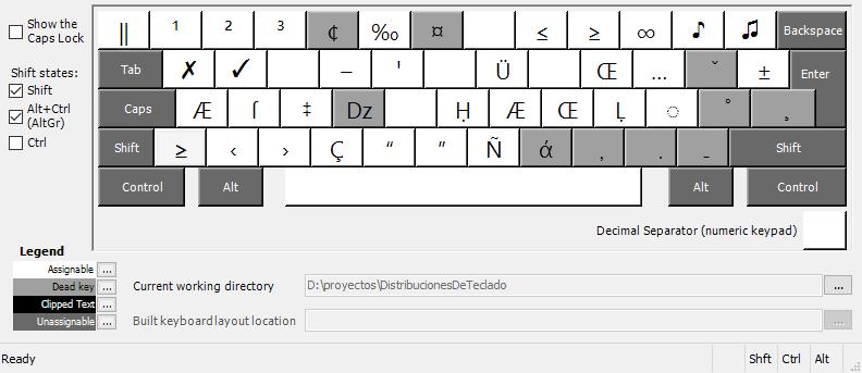 [distribución de teclado español extendido - con Shift Y AltGr]