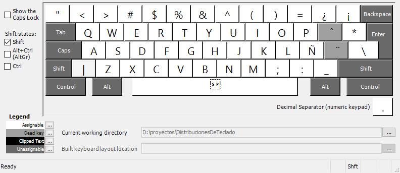 [distribución de teclado iberoamericano español - con Shift]