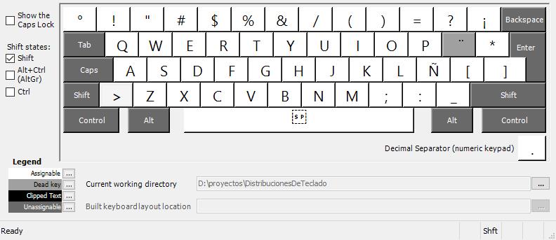 [distribución de teclado latinoamericano extendido - con Shift]