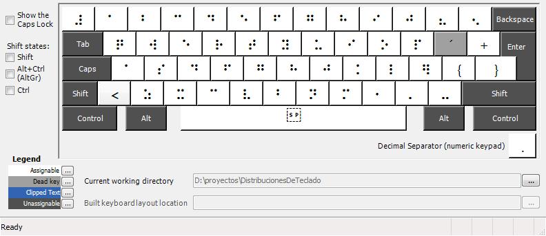 [Spanish Braille-Latin American layout - base mode]