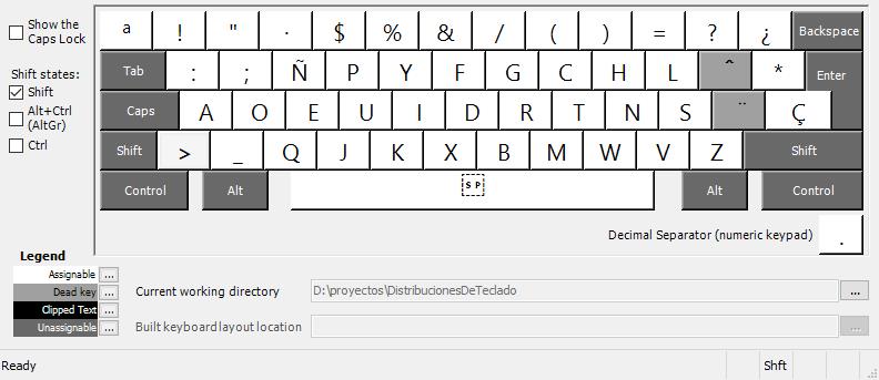 [distribución de teclado Dvorak español - con Shift]