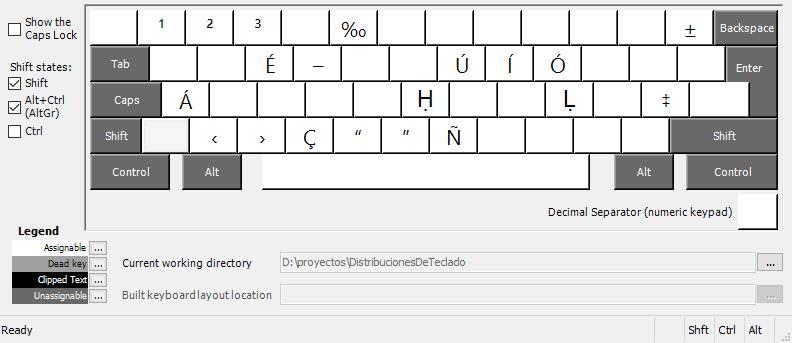 [distribución de teclado español extendido - con Shift Y AltGr]