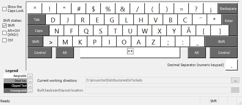 [distribución de teclado latinoamericano rkgraqvqb - con Shift]