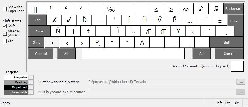 [distribución de teclado latinoamericano rkgraqvqb - con Shift Y AltGr]