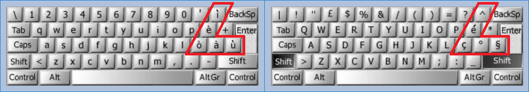 [clashing assignments of both versions of the Italian keyboard]