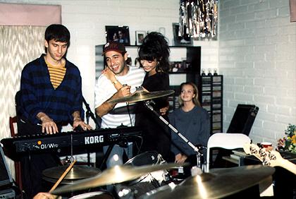 Nick singing to me with Kevin on keys.  Neal is playing drums.