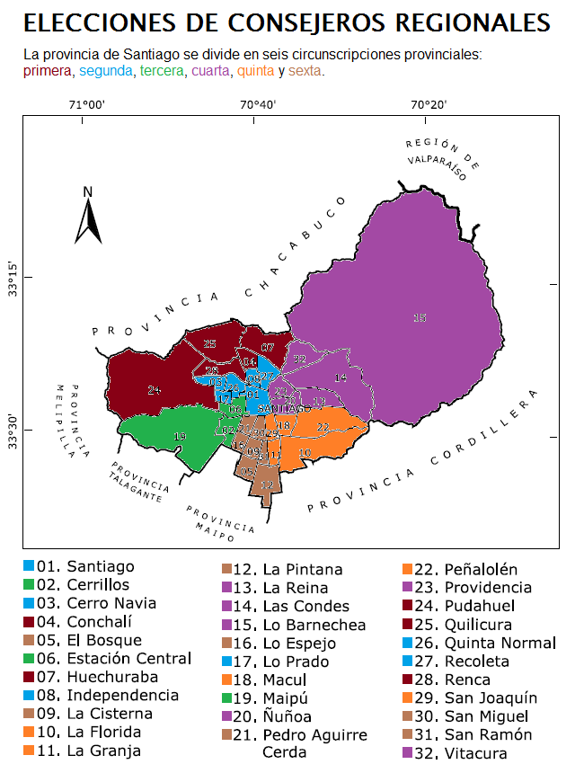[Circunscripciones provinciales de Santiago.]